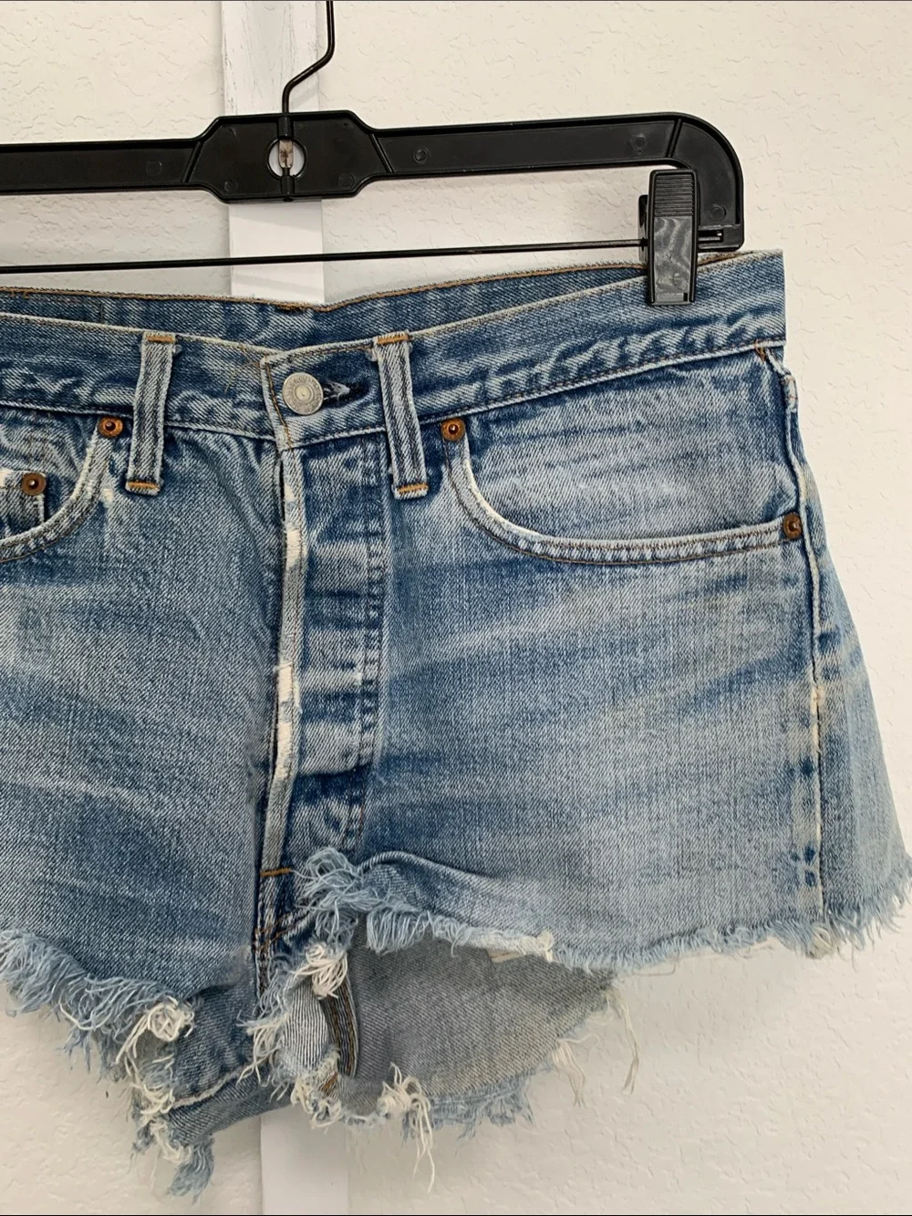 Denim Cutoff Shorts in Light Blue